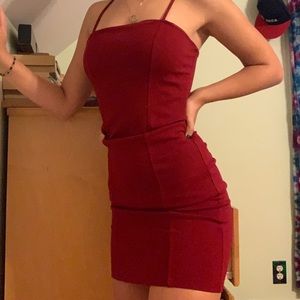Red body con dress